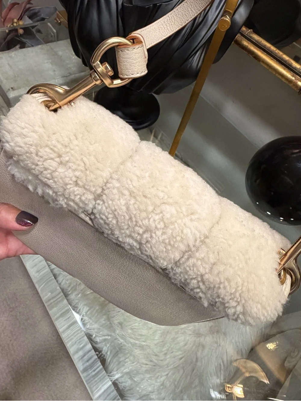 See by Chloe Plush Shearling Crossbody Bag - Cream